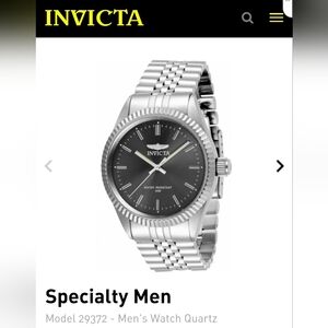 Invicta Specialty Silver and Black Stainless Steel Men's Watch 29372